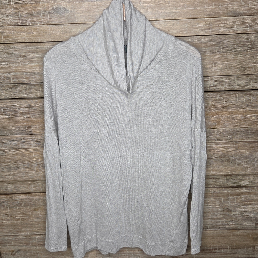 Lauren Ralph Lauren Women's Gray Oversized Cowl Neck Long Sleeve Tunic Top XL